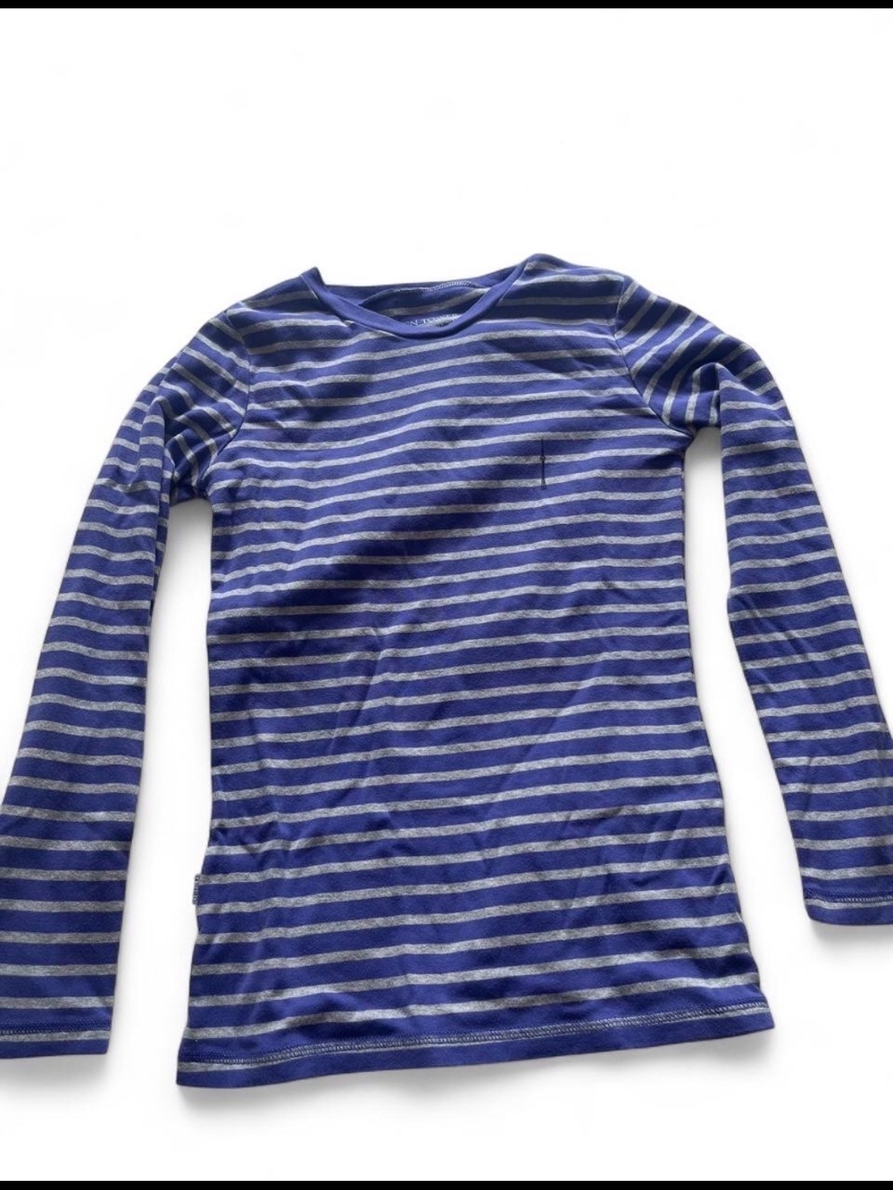 Girls' Blue and Gray Striped Long-Sleeve Tee